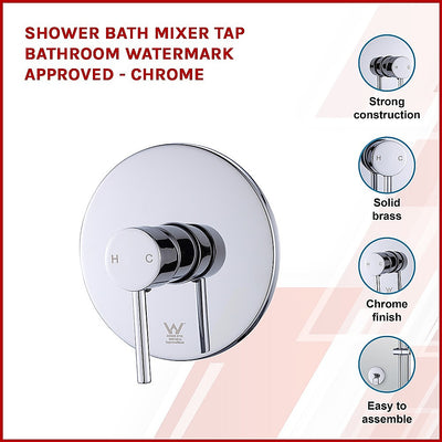 Shower Bath Mixer Tap Bathroom WATERMARK Approved - Chrome