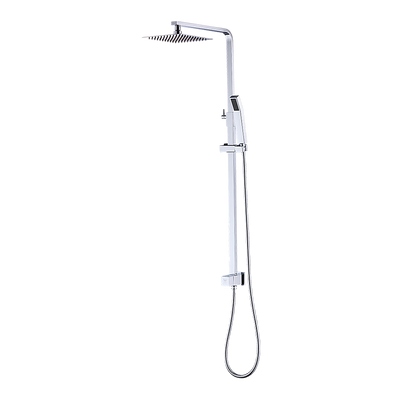 WELS 8" Rain Shower Head Set Square Dual Heads Faucet High Pressure Hand Held