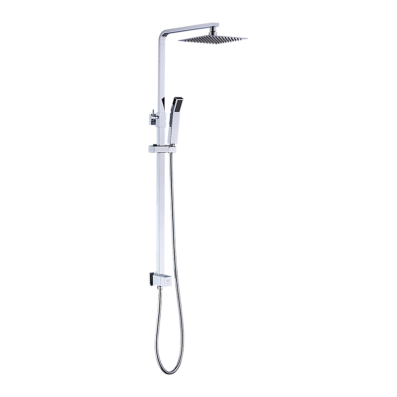 WELS 8" Rain Shower Head Set Square Dual Heads Faucet High Pressure Hand Held