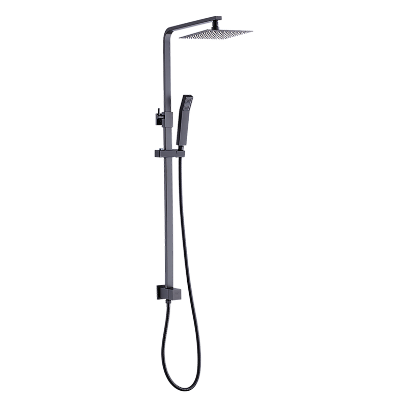 WELS 8" Rain Shower Head Set Square Dual Heads Faucet High Pressure Hand Held