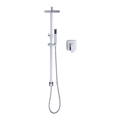 WELS 8" Rain Shower Head Set Square Dual Heads Faucet High Pressure With Mixer