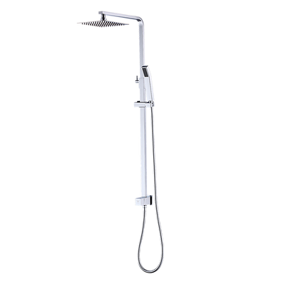 WELS 8" Rain Shower Head Set Square Dual Heads Faucet High Pressure With Mixer