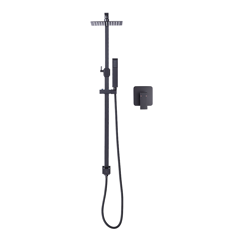 WELS 8" Rain Shower Head Set Square Dual Heads Faucet High Pressure With Mixer