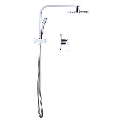 WELS 8" Rain Shower Head Set Square Dual Heads Faucet High Pressure With Mixer