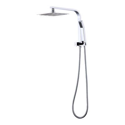 WELS 8" Rain Shower Head Set Square Dual Heads Faucet High Pressure Hand Held