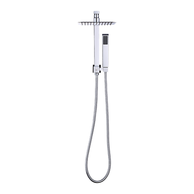 WELS 8" Rain Shower Head Set Square Dual Heads Faucet High Pressure Hand Held