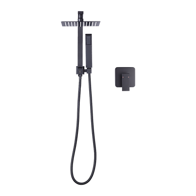 WELS 8" Rain Shower Head Set Square Dual Heads Faucet High Pressure With Mixer