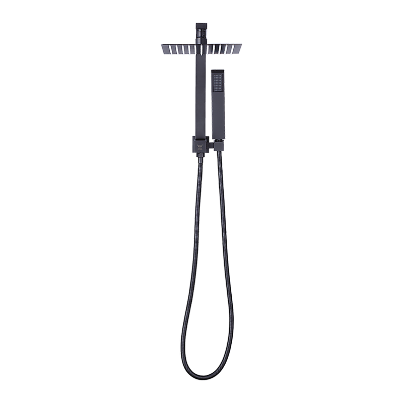 WELS 8" Rain Shower Head Set Square Dual Heads Faucet High Pressure Hand Held