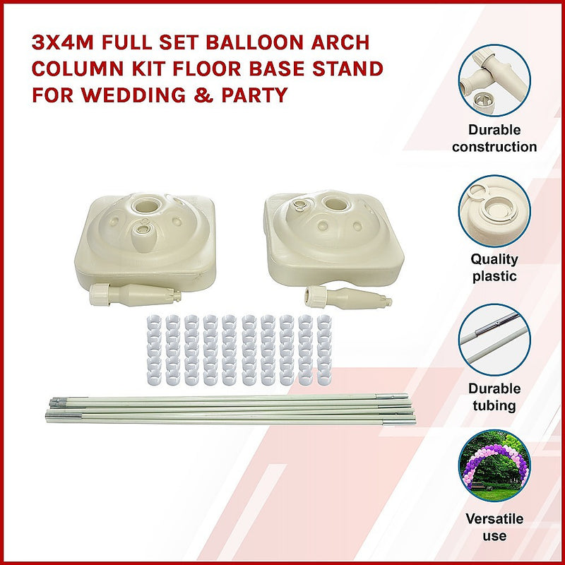 3x4m Full Set Balloon Arch Column Kit Floor Base Stand For Wedding & Party