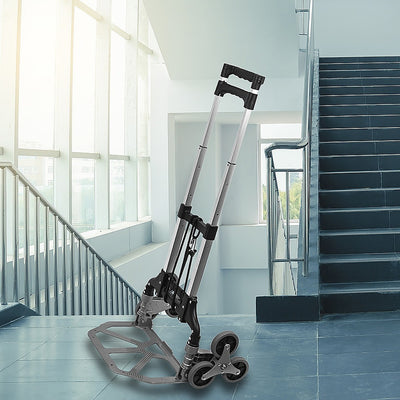 Stair Climbing Trolley 6 Wheels Aluminium Folding Hand Cart Climb Steps