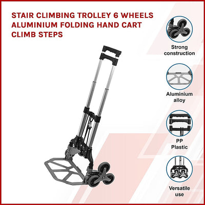 Stair Climbing Trolley 6 Wheels Aluminium Folding Hand Cart Climb Steps