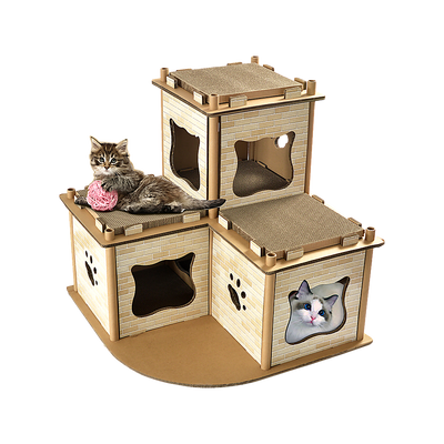 Cat Cardboard House Tree Tower Condo Scratcher Pet Post Pad Mat Furniture