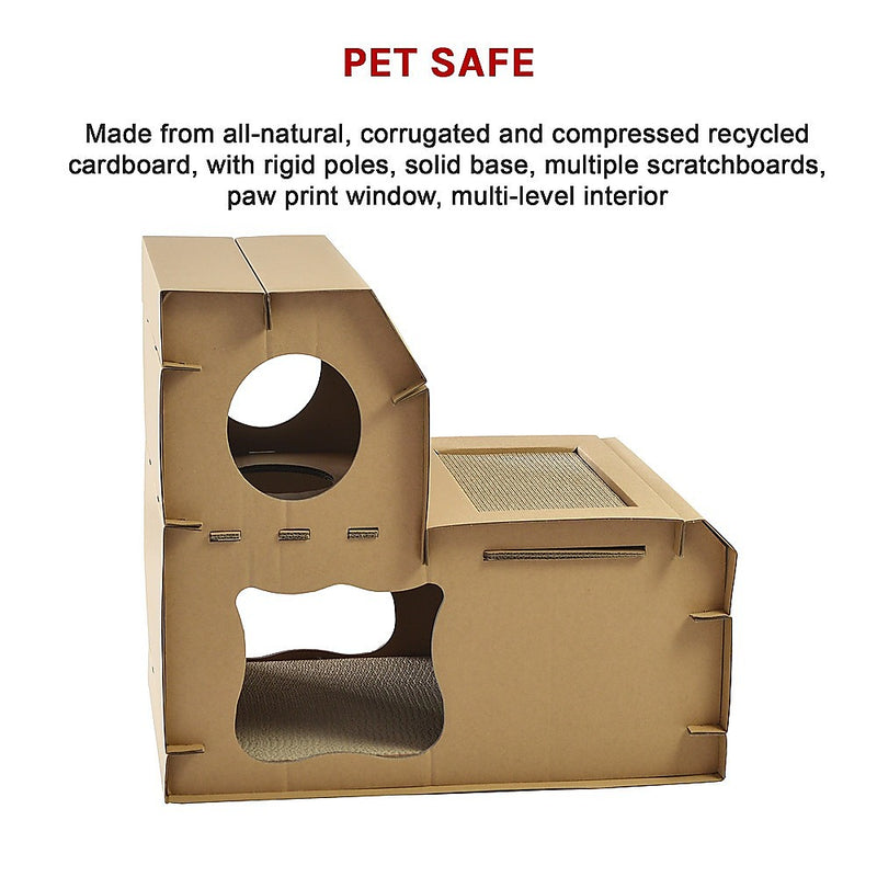 Cat Cardboard House Tree Tower Condo Scratcher Pet Post Pad Mat Furniture