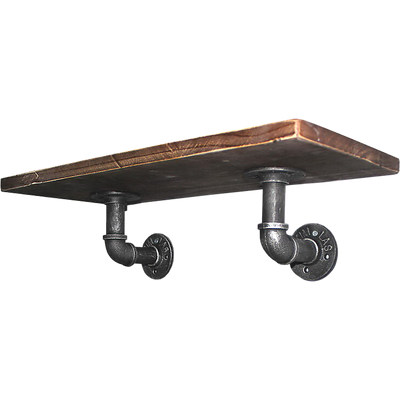 Industrial Black Iron Pipe Bracket Wall Mounted Floating Shelf  - Set of 2