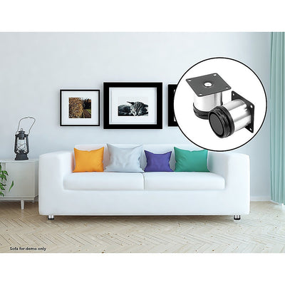 4x 8cm Adjustable Round Cupboard Table Sofa Bed Feet Furniture Leg
