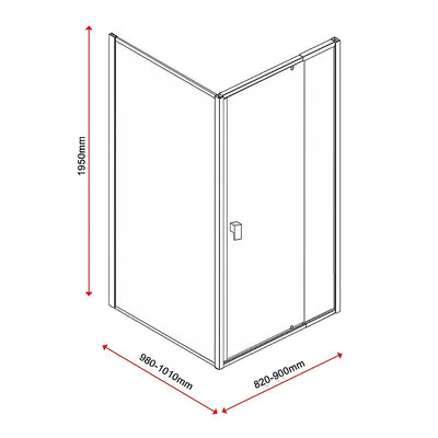 Semi Frameless Shower Screen (82~90)x 195cm & (98~101)x 195cm Side AS/NZS Glass