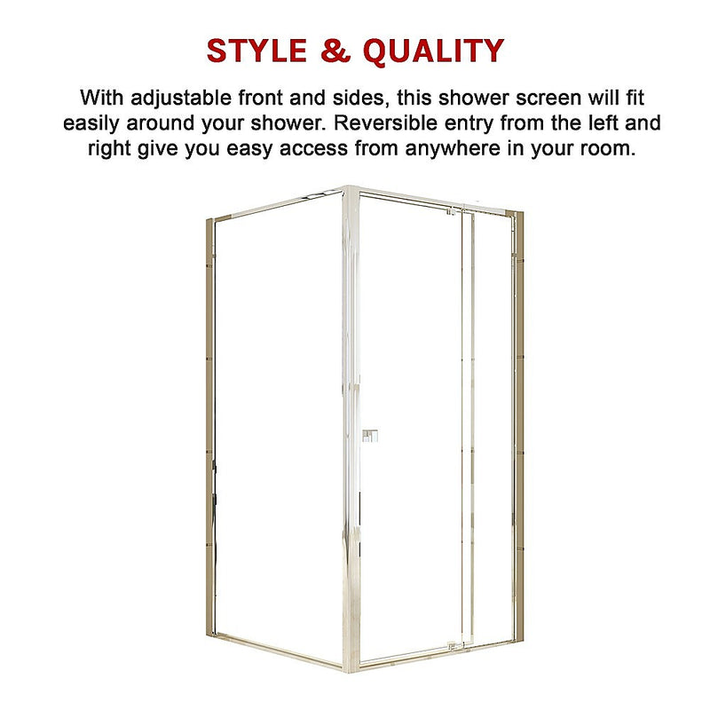 Semi Frameless Shower Screen (98~106)x 195cm & (98~101)x 195cm Side AS/NZS Glass