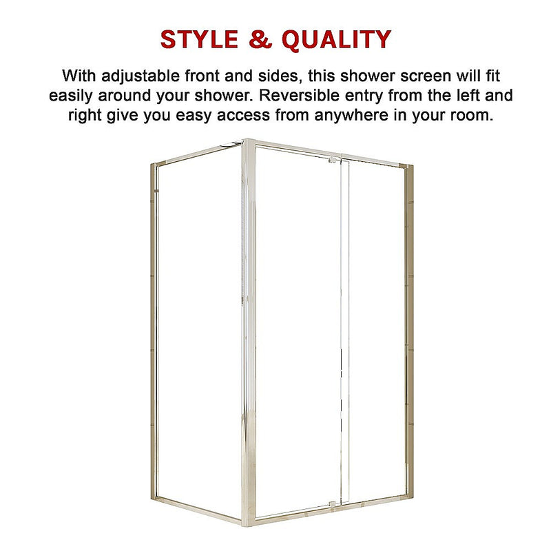 Semi Frameless Shower Screen (114~122)x 195cm & (89~92)x 195cm Side AS/NZS Glass