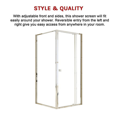 Semi Frameless Shower Screen (82~90)x 195cm & (89~92)x 195cm Side AS/NZS Glass