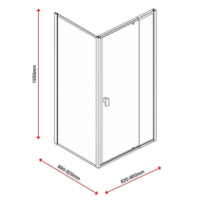 Semi Frameless Shower Screen (82~90)x 195cm & (89~92)x 195cm Side AS/NZS Glass