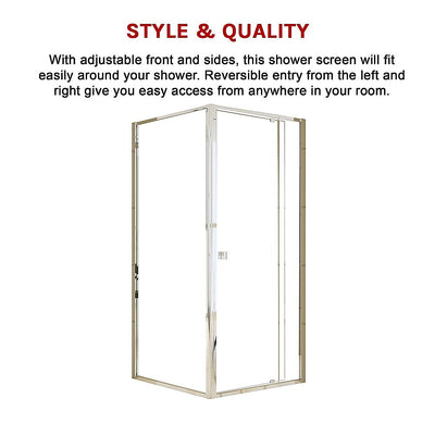 Semi Frameless Shower Screen (82~90)x 195cm & (77~80)x 195cm Side AS/NZS Glass