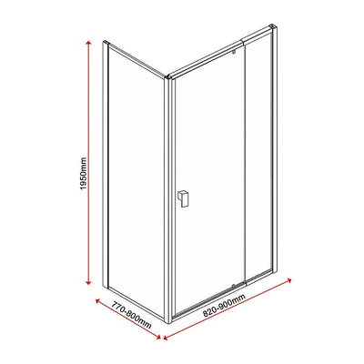 Semi Frameless Shower Screen (82~90)x 195cm & (77~80)x 195cm Side AS/NZS Glass