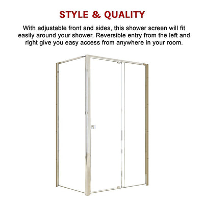 Semi Frameless Shower Screen (114~122)x 195cm & (77~80)x 195cm Side AS/NZS Glass