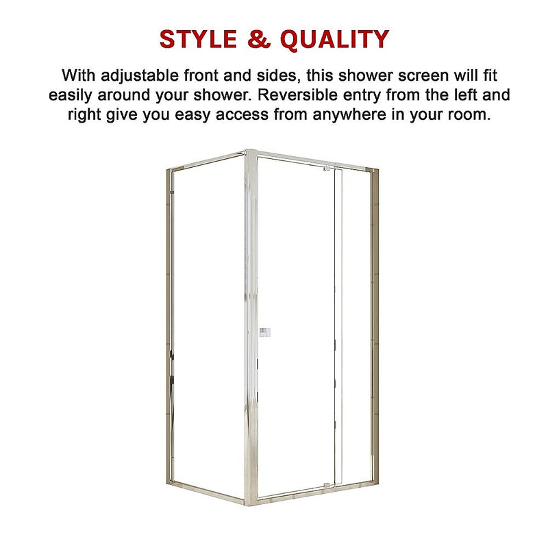 Semi Frameless Shower Screen (98~106)x 195cm & (77~80)x 195cm Side AS/NZS Glass