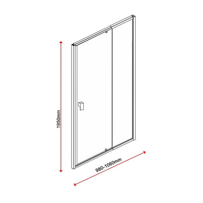 Adjustable Semi Frameless Shower Screen (98~106) x 195cm Australian Safety Glass