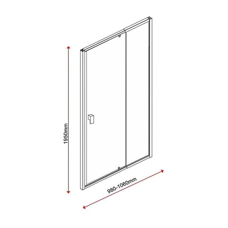 Adjustable Semi Frameless Shower Screen (98~106) x 195cm Australian Safety Glass