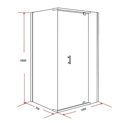 Shower Screen 1200x700x1900mm Framed Safety Glass Pivot Door By Della Francesca