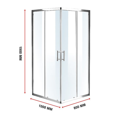 1000 x 800mm Sliding Door Nano Safety Glass Shower Screen By Della Francesca