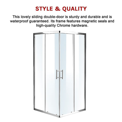 1000 x 900mm Sliding Door Nano Safety Glass Shower Screen By Della Francesca