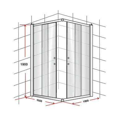 1000 x 1000mm Sliding Door Nano Safety Glass Shower Screen By Della Francesca