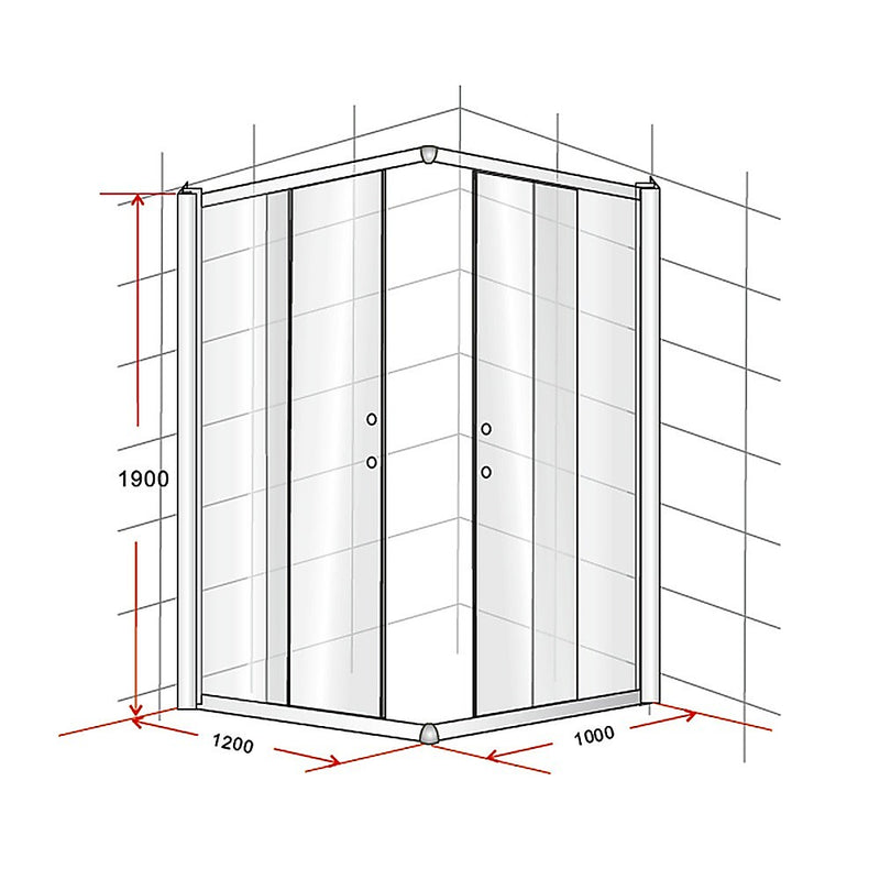 1200 x 900mm Sliding Door Nano Safety Glass Shower Screen By Della Francesca