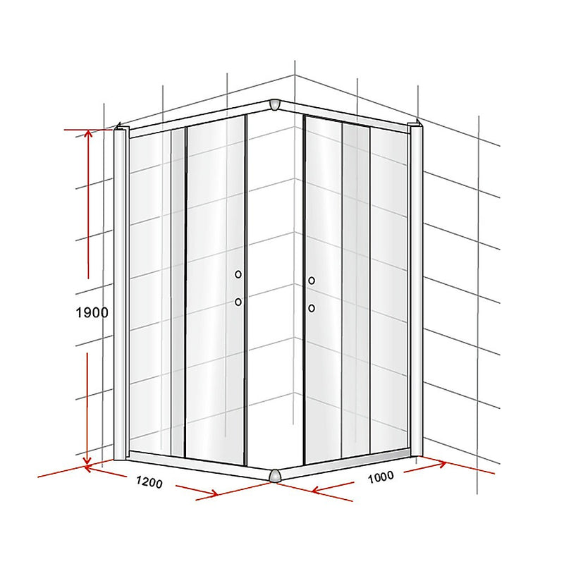 1200 x 1000mm Sliding Door Nano Safety Glass Shower Screen By Della Francesca