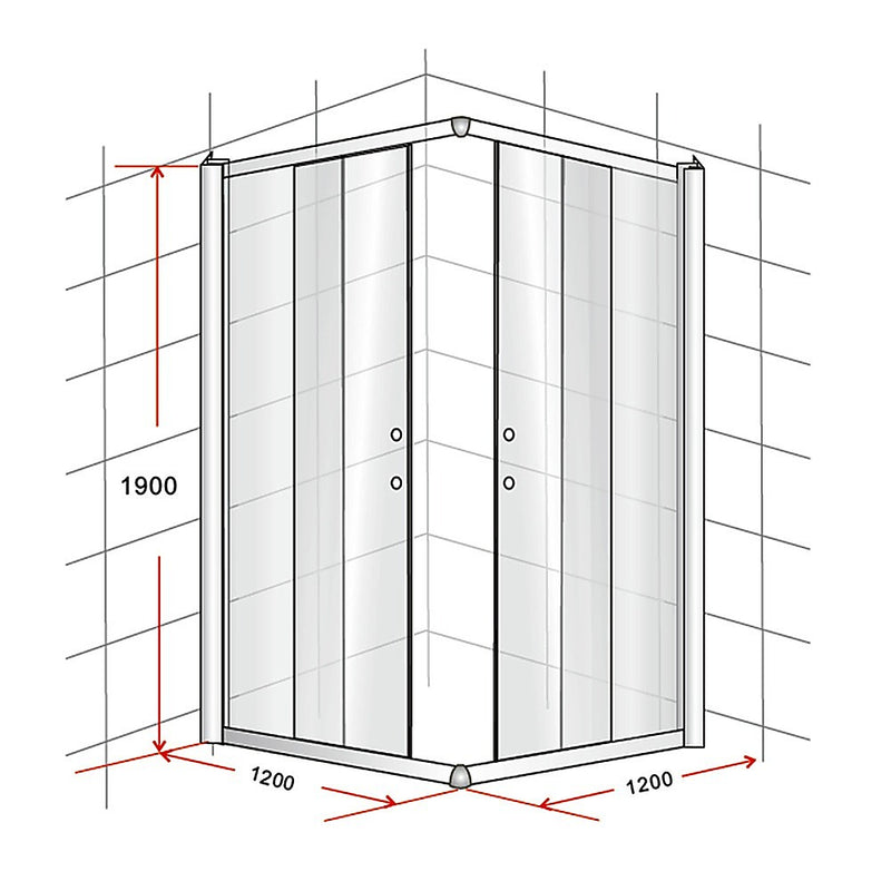 1200 x 1200mm Sliding Door Nano Safety Glass Shower Screen By Della Francesca