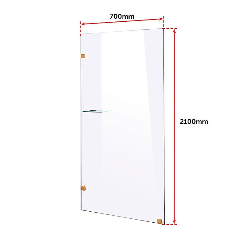 700 x 2100mm Frameless 10mm Safety Glass Shower Screen