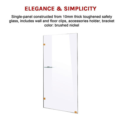 900 x 2100mm Frameless 10mm Safety Glass Shower Screen