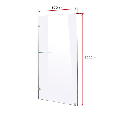 800 x 2000mm Frameless 10mm Safety Glass Shower Screen