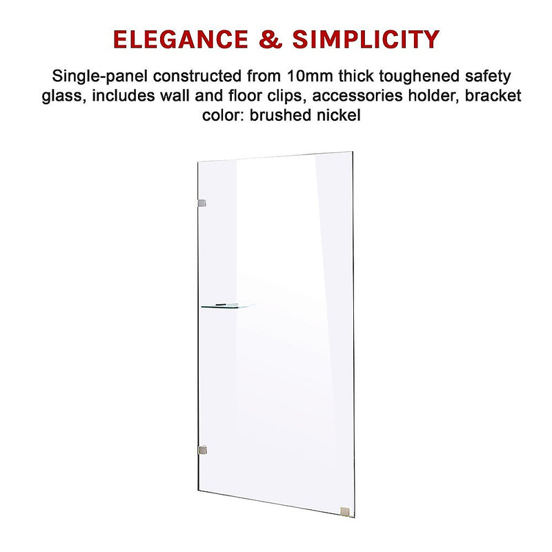 900 x 2100mm Frameless 10mm Safety Glass Shower Screen