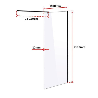 1100 x 2100mm Frameless 10mm Safety Glass Shower Screen