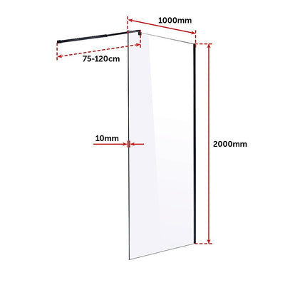 1000 x 2000mm Frameless 10mm Safety Glass Shower Screen