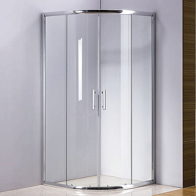 100 x 100cm Rounded Sliding 6mm Curved Shower Screen with Base in Chrome