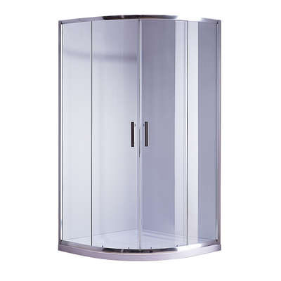 90 x 90cm Rounded Sliding 6mm Curved Shower Screen with Base in Chrome