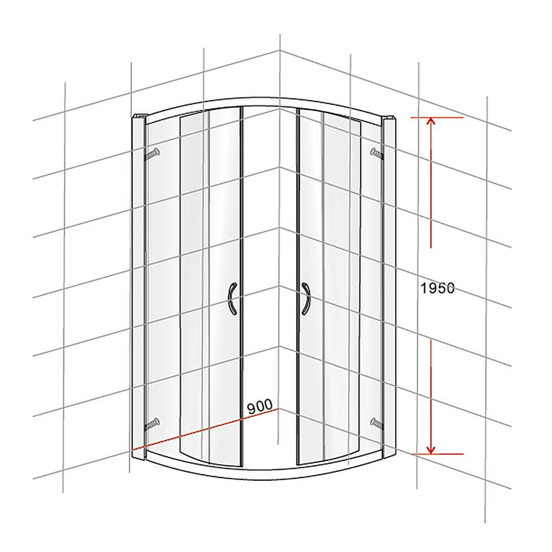90 x 90cm Rounded Sliding 6mm Curved Shower Screen with Base in Chrome