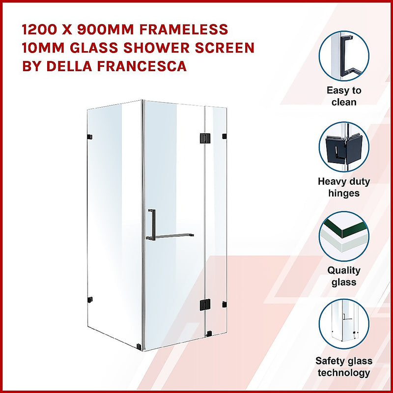 1200 x 900mm Frameless 10mm Glass Shower Screen By Della Francesca