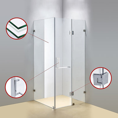 900 x 900mm Frameless 10mm Glass Shower Screen By Della Francesca