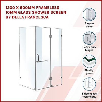 1200 x 900mm Frameless 10mm Glass Shower Screen By Della Francesca