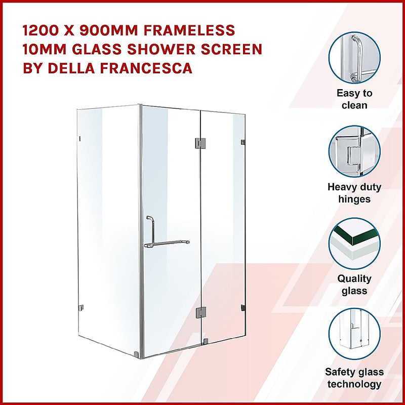 1200 x 900mm Frameless 10mm Glass Shower Screen By Della Francesca